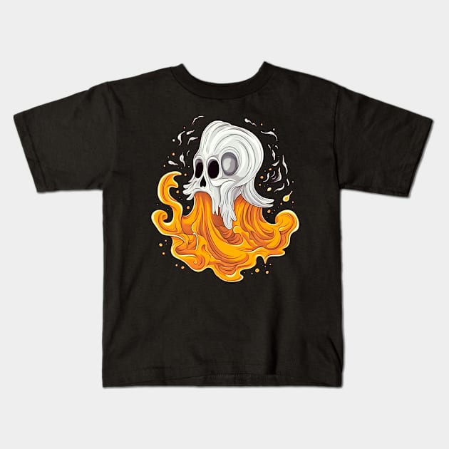 Eerie Halloween Ghoul Art - Spooky Season Delight Kids T-Shirt by Captain Peter Designs